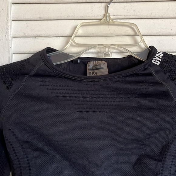Gymshark Flawless Knit Long Sleeve Crop Top Black Sz S - Picture 2 of 11